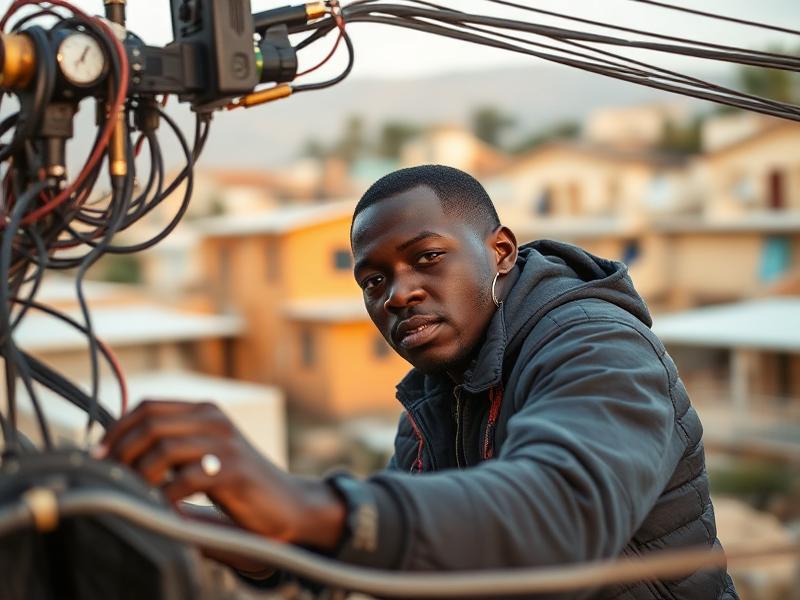 Entrepreneur working with technical equipment